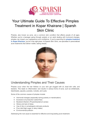 Your Ultimate Guide To Effective Pimples Treatment in Kopar Khairane