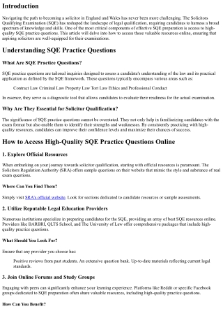 How to Access High-Quality SQE Practice Questions Online