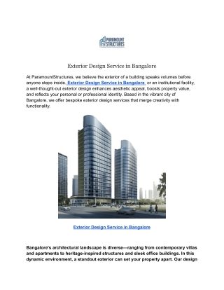 Exterior Design Service in Bangalore