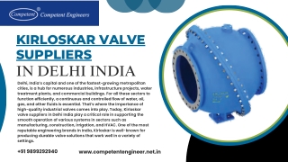 Kirloskar Valve Suppliers in Delhi India Supporting Industrial and Infrastructure Growth