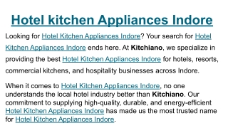 Hotel kitchen Appliances Indore