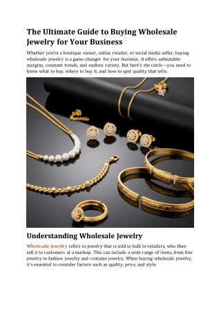 The Ultimate Guide to Buying Wholesale Jewelry for Your Business