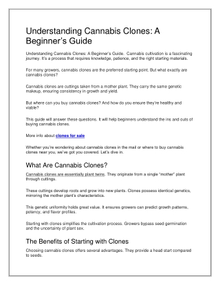 Understanding Cannabis Clones- A Beginner’s Guide