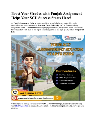 Boost Your Grades with Punjab Assignment Help Your SCU Success Starts Here.