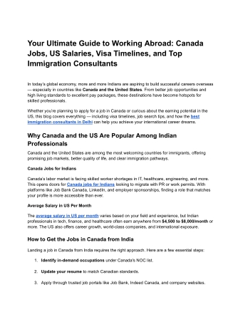 Your Ultimate Guide to Working Abroad_ Canada Jobs, US Salaries, Visa Timelines, and Top Immigration Consultants