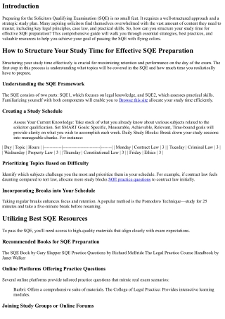 How to Structure Your Study Time for Effective SQE Preparation