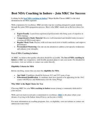 Best NDA Coaching in Indore