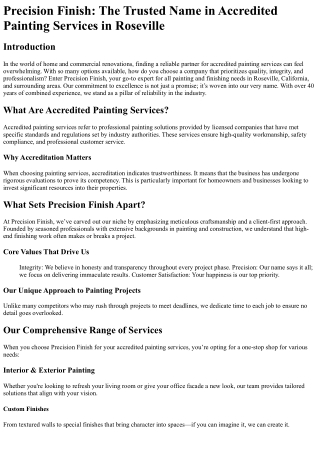 Precision Finish The Trusted Name in Accredited Painting Services in Roseville