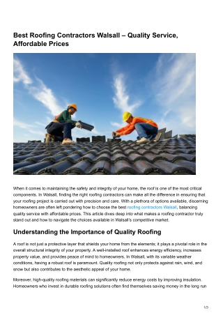 Best Roofing Contractors Walsall – Quality Service, Affordable Prices