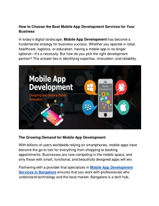 How to Choose the Best Mobile App Development Services for Your Business