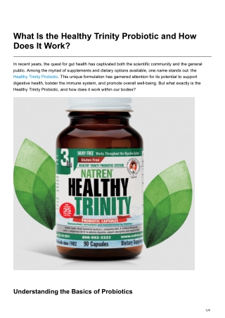 What Is the Healthy Trinity Probiotic and How Does It Work