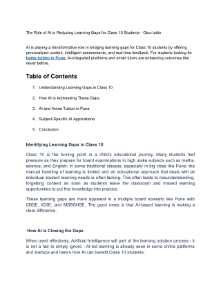 The Role of AI in Reducing Learning Gaps for Class 10 Students