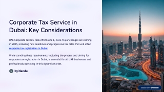 Corporate Tax Service in Dubai: Important Aspects