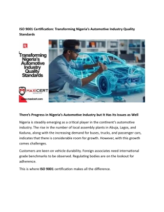 Automotive Industry ISO 9001