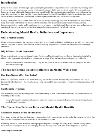 The Connection Between Trees and Mental Health Benefits
