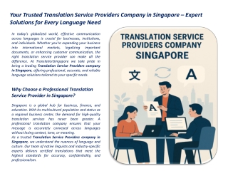 Your Trusted Translation Service Providers Company in Singapore