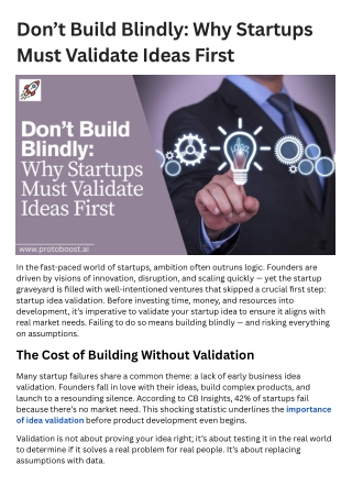 Don’t Build Blindly: Why Startups Must Validate Ideas First