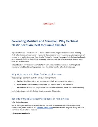 Preventing Moisture and Corrosion_ Why Electrical Plastic Boxes Are Best for Humid Climates (1)