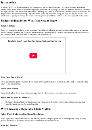 How to Choose a Reputable Botox Clinic: Tips and Tricks