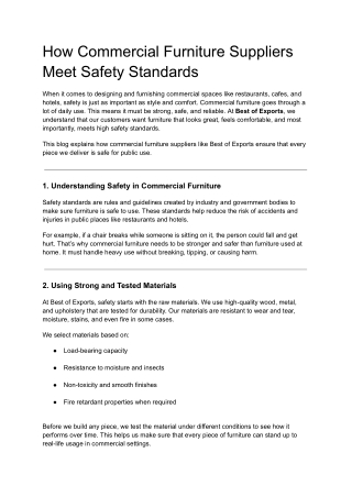 How Commercial Furniture Suppliers Meet Safety Standards