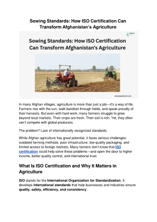 Sowing Standards_ How ISO Certification Can Transform Afghanistan’s Agriculture