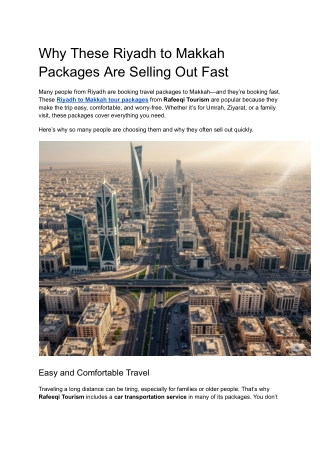 Riyadh to Makkah Packages