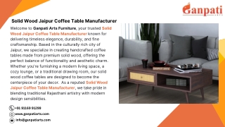 Solid Wood Jaipur Coffee Table Manufacturer
