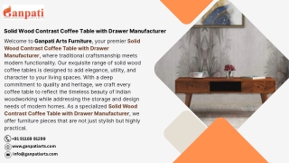 Solid Wood Contrast Coffee Table with Drawer Manufacturer