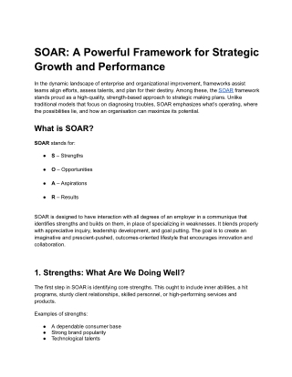 SOAR: A Powerful Framework for Strategic Growth and Performance