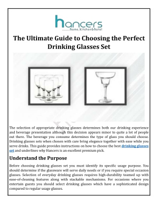 The Ultimate Guide to Choosing the Perfect Drinking Glasses Set