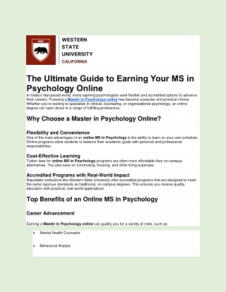 The Ultimate Guide to Earning Your MS in Psychology Online