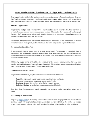 When Muscles Misfire: The Silent Role of Trigger Points in Chronic Pain