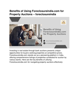 Benefits of Using Foreclosureindia.com for Property Auctions-foreclosureindia