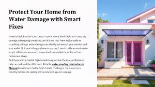 Protect Your Home from Water Damage with Smart Fixes