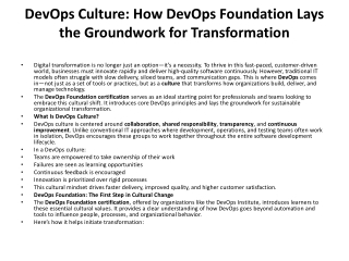 DevOps Culture