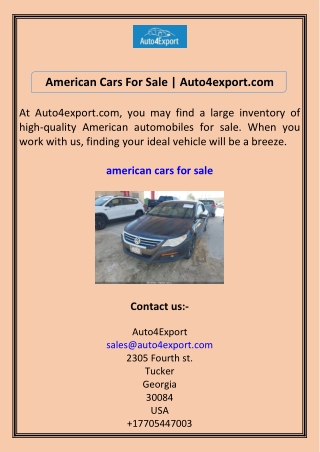 American Cars For Sale  Auto4export.com