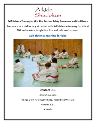 Self Defence Training for Kids That Teaches Safety Awareness and Confidence