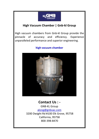 High Vacuum Chamber  Gnb-kl Group