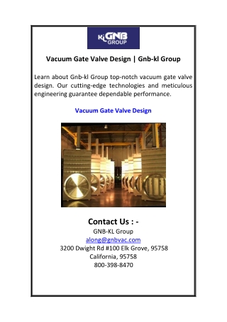 Vacuum Gate Valve Design  Gnb-kl Group