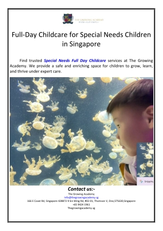 Full-Day Childcare for Special Needs Children in Singapore