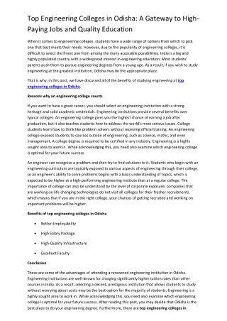 Top Engineering Colleges in Odisha A Gateway to High-Paying Jobs and Quality Education