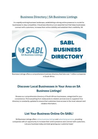 Business Directory - SA Business Listings