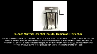 Sausage Stuffers- Essential Tools for Homemade Perfection