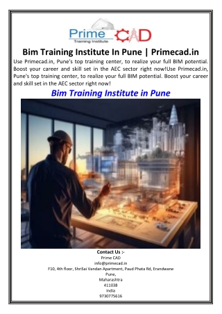 Bim Training Institute In Pune  Primecad.in
