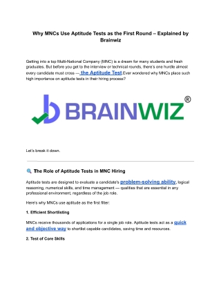 Why MNCs Use Aptitude Tests as the First Round – Explained by Brainwiz