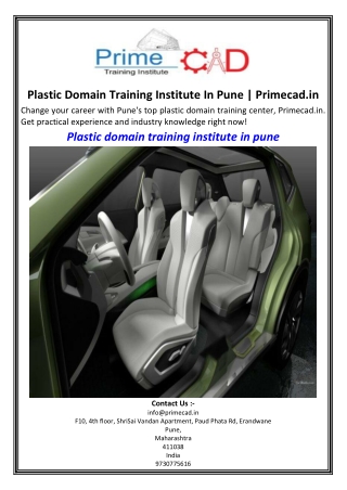 Plastic Domain Training Institute In Pune Primecad.in