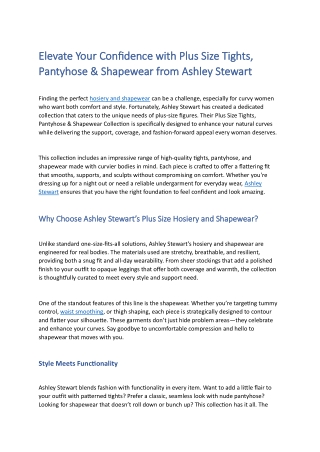 Elevate Your Confidence with Plus Size Tights