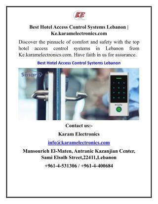 Best Hotel Access Control Systems Lebanon  Ke.karamelectronics.com