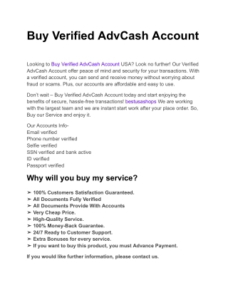 Buy Verified AdvCash Account