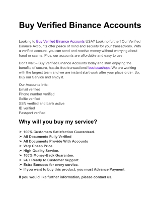 Buy Verified Binance Accounts